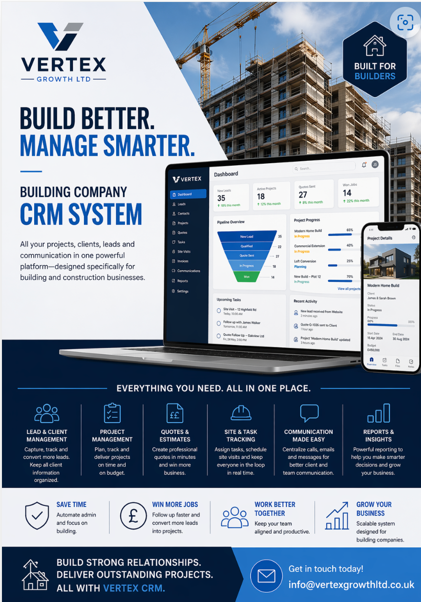 Customer Relationship Management software for Builders hosted for 12 months.